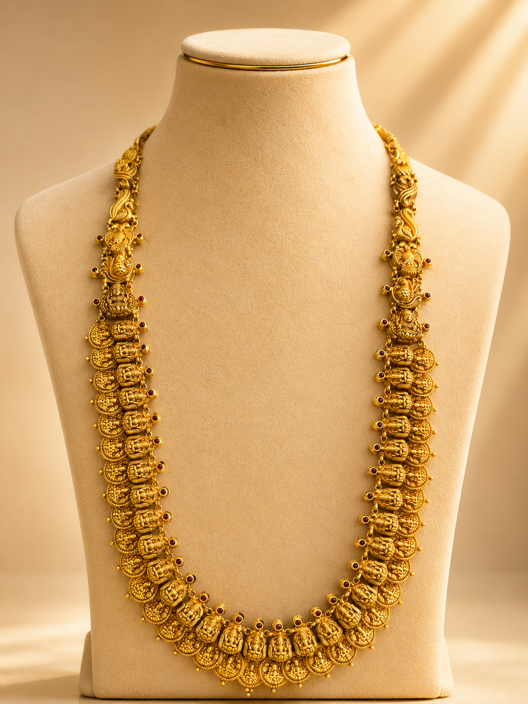 Long Kaas Necklace / Kaas Haram in 92.5 Silver Gold Polish (7131)