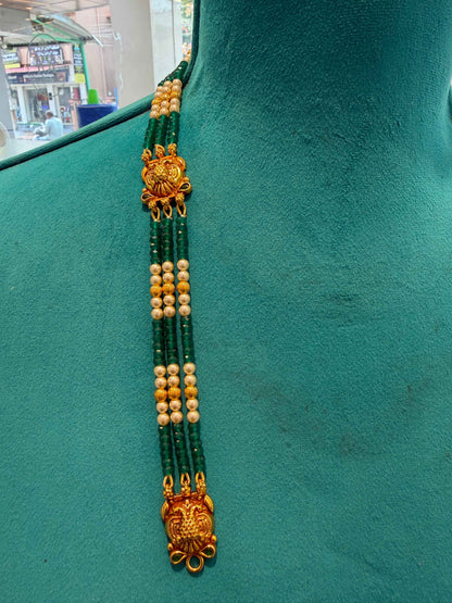 Beads Chain Without Pendant in 92.5 Silver Gold Polished (6739)