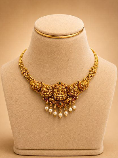 Short Necklace 92.5 Silver Gold Polish (9772)