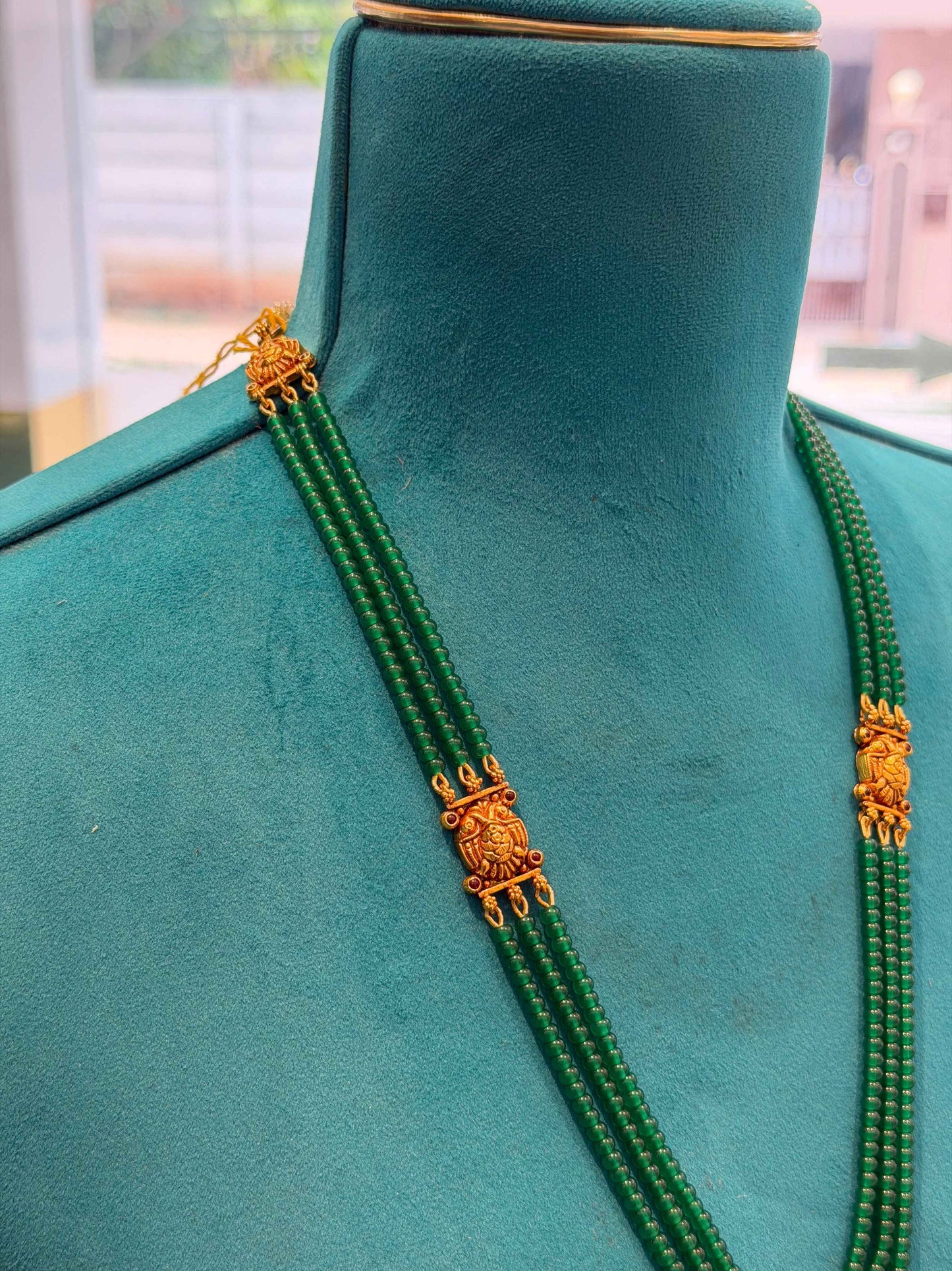 Beads Chain With Pendant in 92.5 Silver Gold Polished (6736)