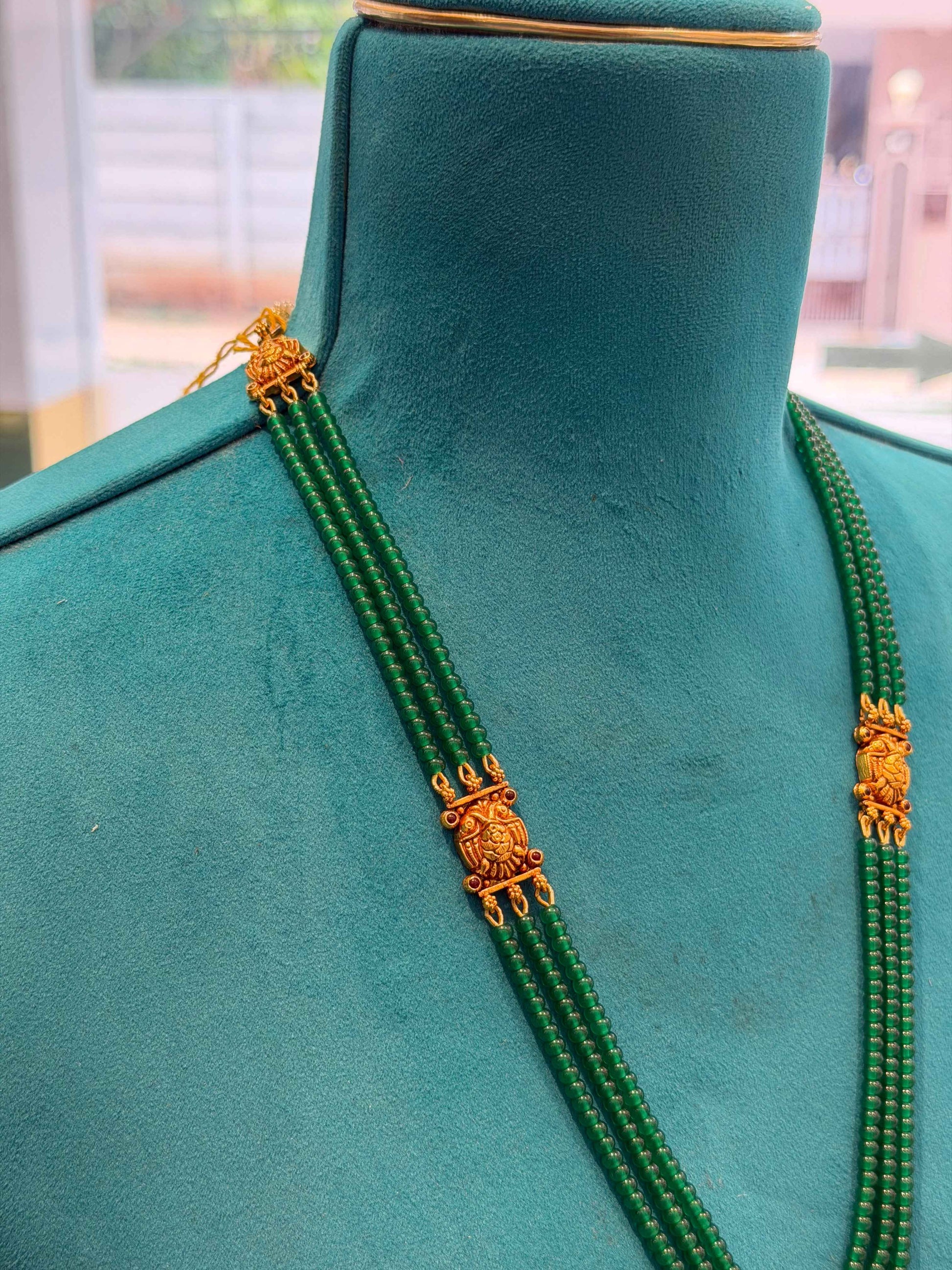 Beads Chain With Pendant in 92.5 Silver Gold Polished (6736)