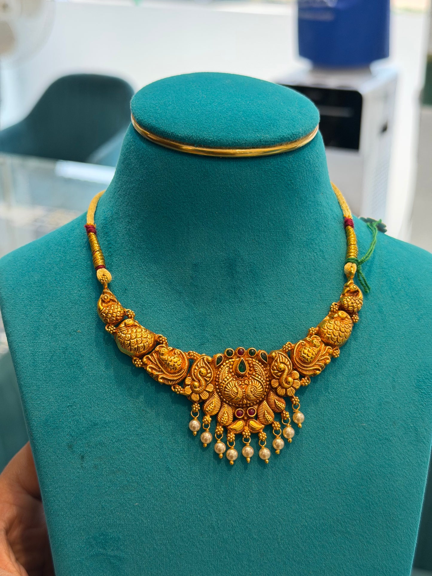 Short Necklace 92.5 Silver Gold Polish (9774)