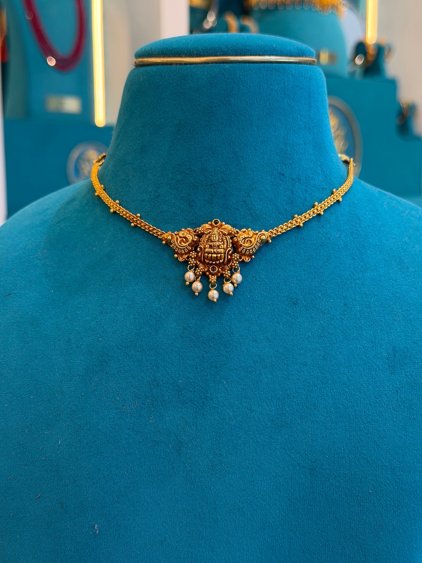 Short Necklace 92.5 Silver Gold Polish (9787)