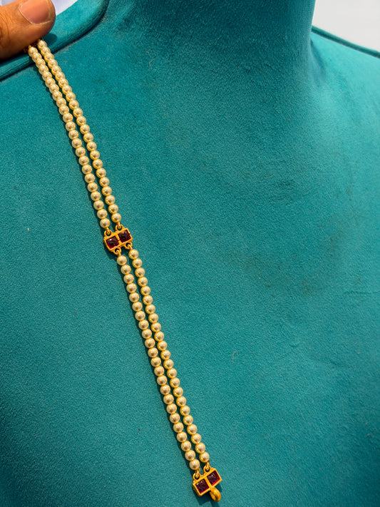 Beads Chain Without Pendant in 92.5 Silver Gold Polished (6753)