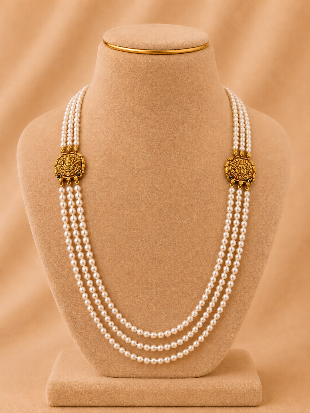 Beads Chain with 2 Mop in 92.5 Silver Gold Polished(6767)