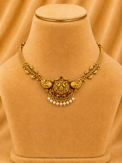 Short Necklace in 92.5 Silver Gold Polish (9836)