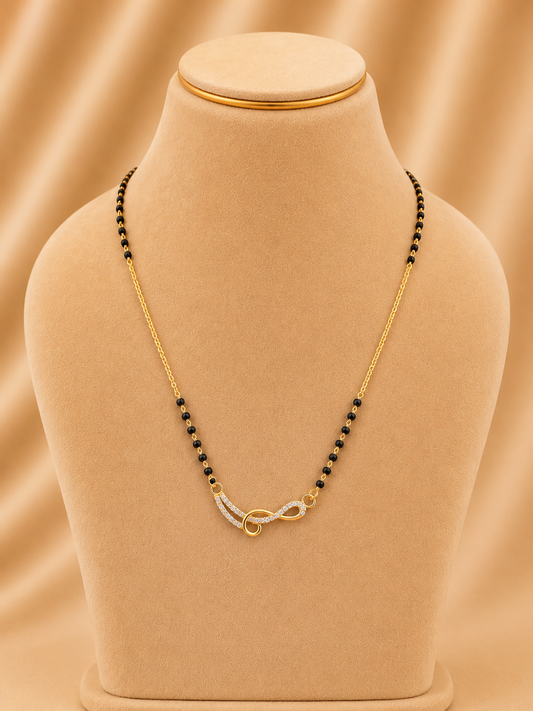 925 Sterling Silver Mangalsutra Fancy Chain for Women – Everyday Design, Gold Polished, BIS Hallmarked (4575)