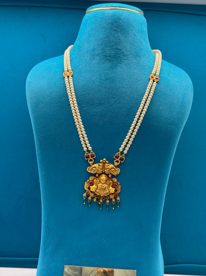 Beads Chain With Pendant in 92.5 Silver Gold Polished (6757)