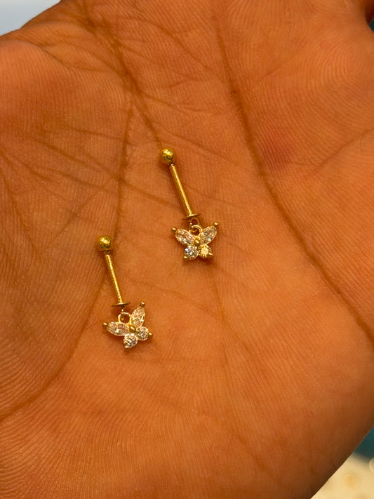 Bugadi Earrings 92.5 Silver Gold Polished (3721)