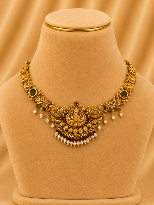 925 Sterling Silver Short Necklace for Women – Pristine Design, Gold Polished, BIS Hallmarked (9815)