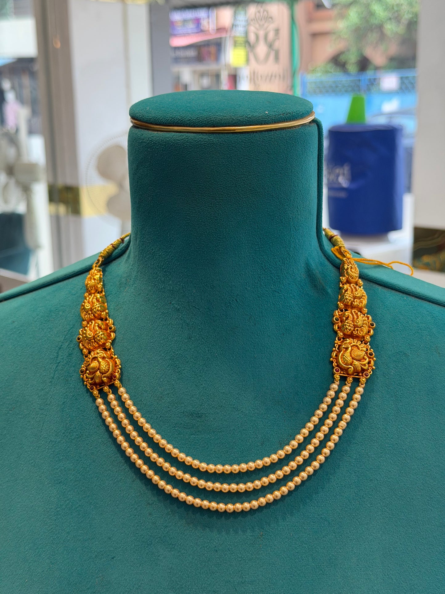 Beads Chain in 92.5 Silver Gold Polished (6735)