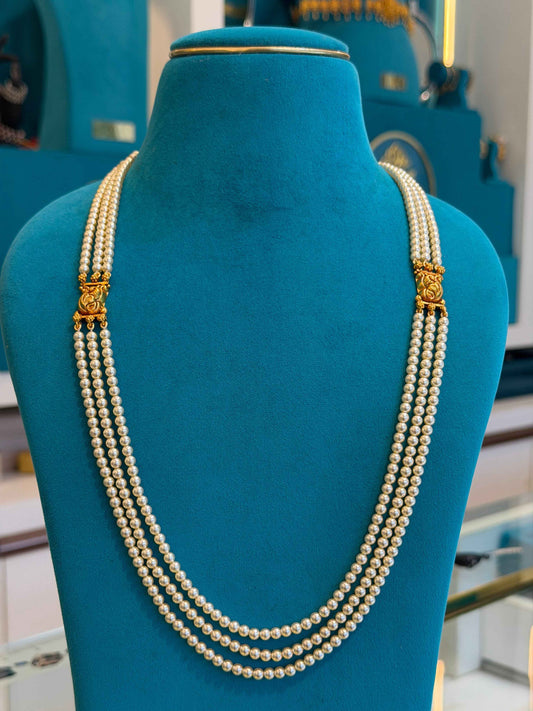 Beads Chain with 2 Mop in 92.5 Silver Gold Polished(6762)