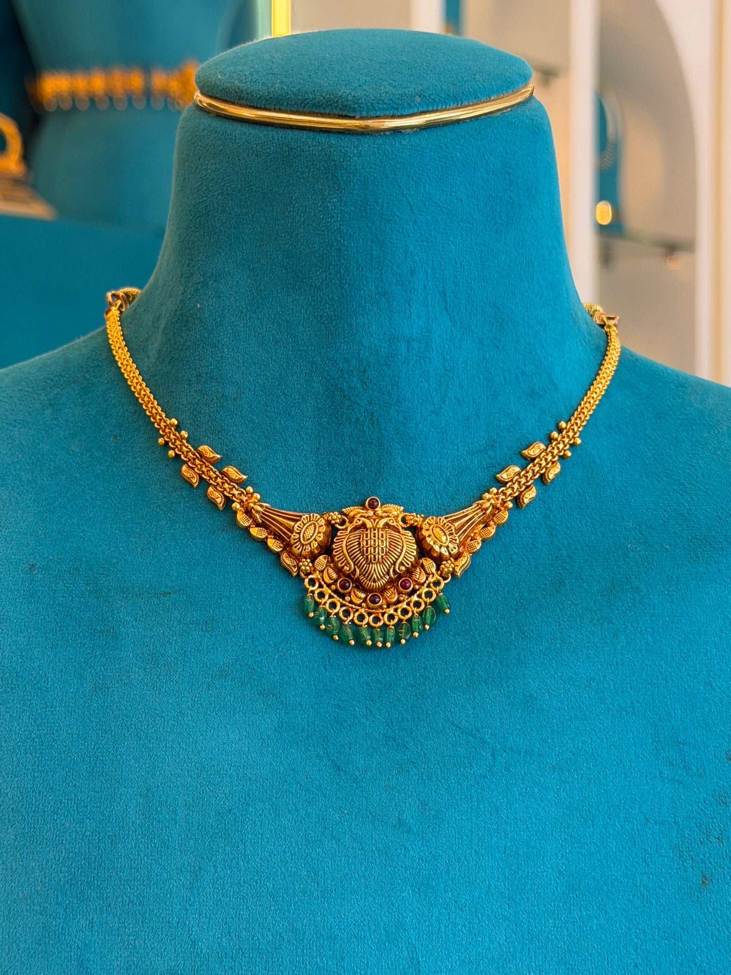 Short Necklace in 92.5 Silver Gold Polish (9838)