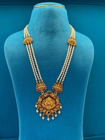 Beads Chain With Pendant in 92.5 Silver Gold Polished (6758)