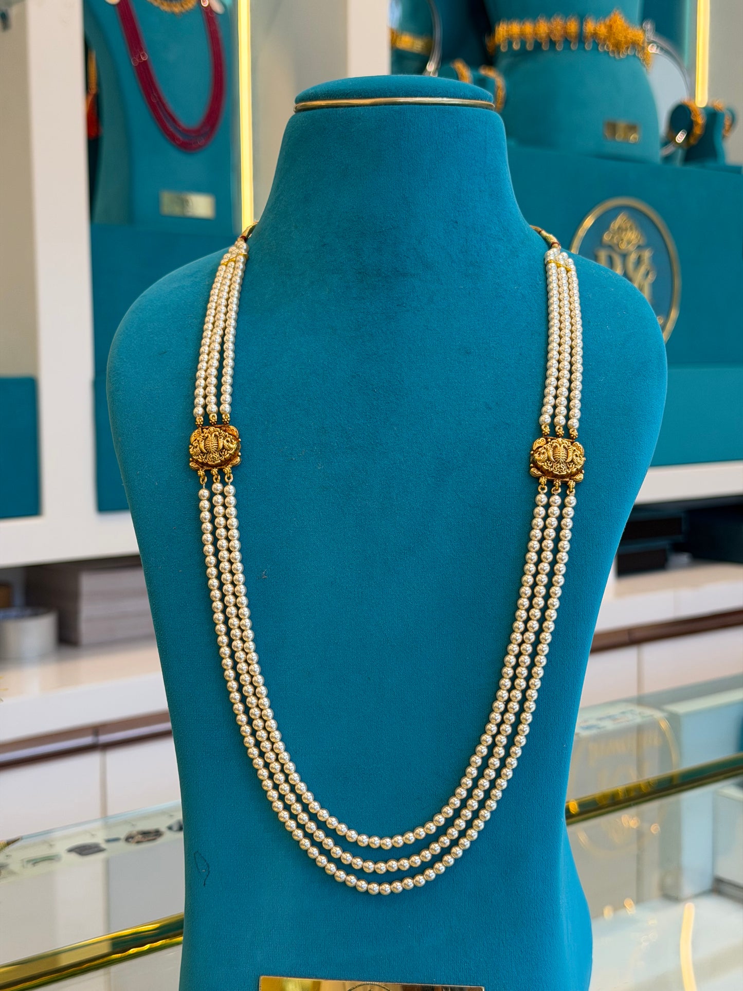 Beads Chain Without Pendant in 92.5 Silver Gold Polished (6741)