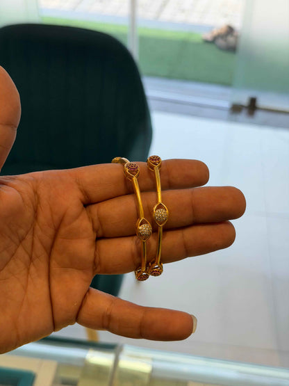 BANGLE 92.5 SILVER GOLD POLISHED (2664)