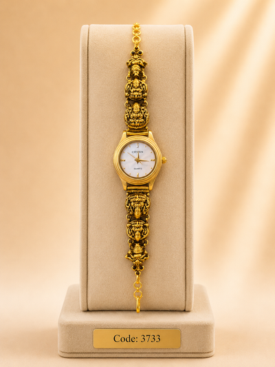 Gold Polished 925 Silver Antique Watch for Women (3733)