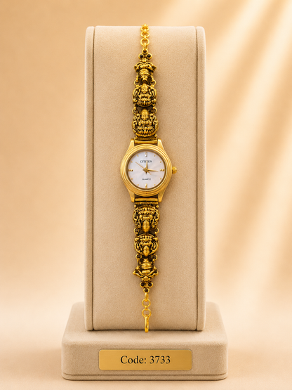 Gold Polished 925 Silver Antique Watch for Women (3733)