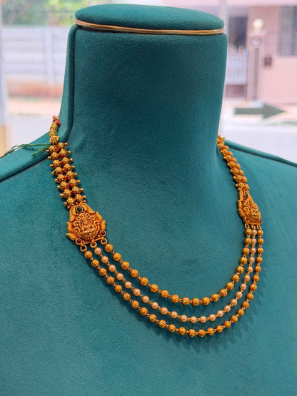 Beads Chain in 92.5 Silver Gold Polished (6733)