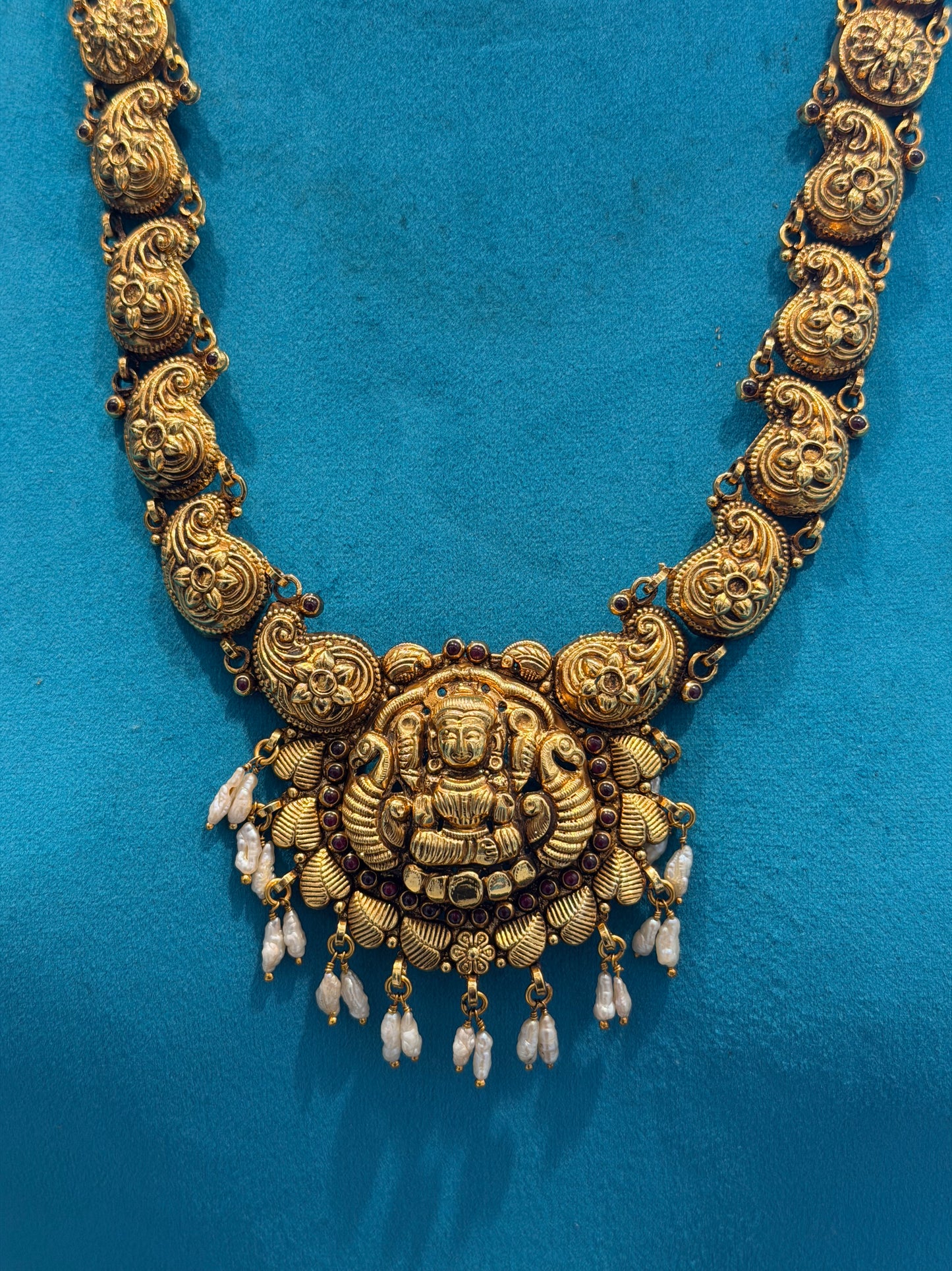 Long Necklace / Haram in 92.5 Silver Gold Polish (7126)