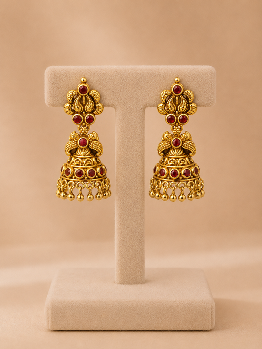 925 Sterling Silver Jhumki Earrings for Women – Traditional Design, Gold Polished, BIS Hallmarked (51240)