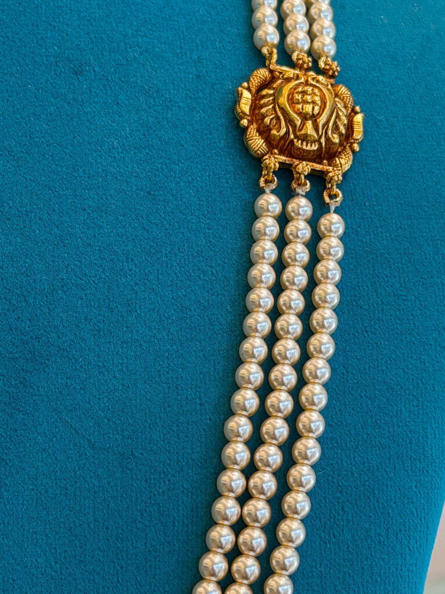 Beads Chain Without Pendant in 92.5 Silver Gold Polished (6742)