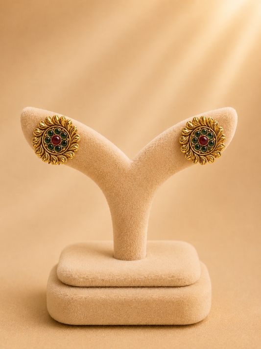 925 Sterling Silver Earrings for Women – Festive Design, Gold Polished, BIS Hallmarked (1040)