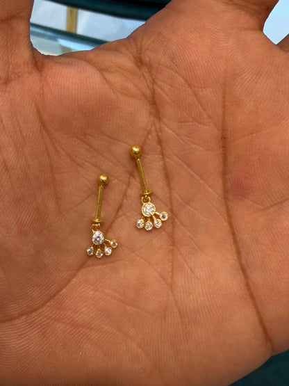 Bugadi Earrings 92.5 Silver Gold Polished (3725)