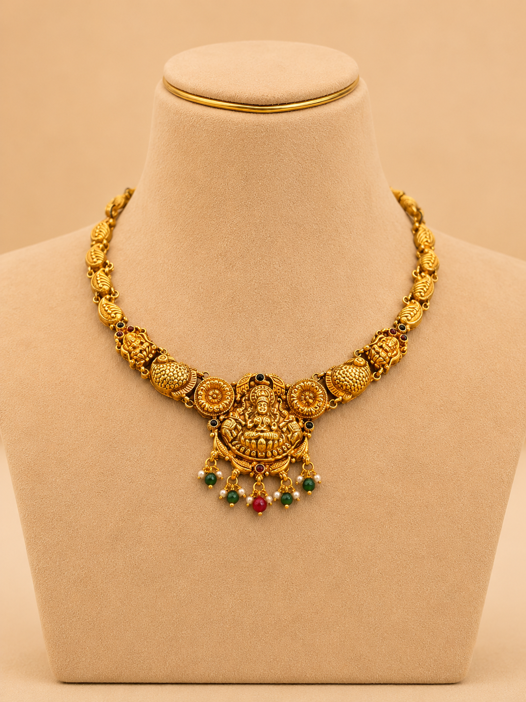 Short Necklace 92.5 Silver Gold Polish Fancy (9793)