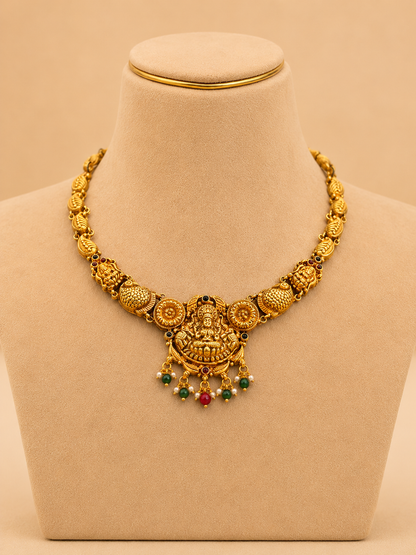 Short Necklace 92.5 Silver Gold Polish Fancy (9793)