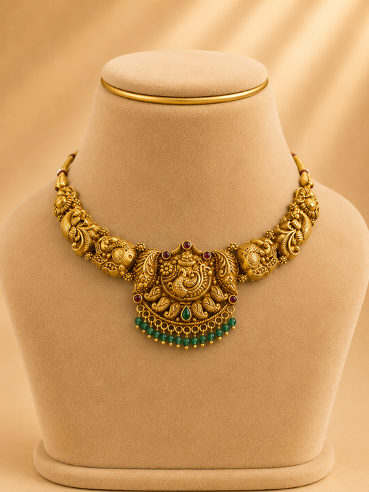 Short Necklace in 92.5 Silver Gold Polish (9801)