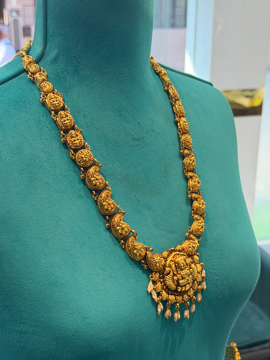 Long Necklace / Haram in 92.5 Silver Gold Polish (7126)