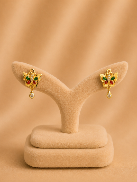 925 Sterling Silver Earrings for Women – Traditional Design, Gold Polished, BIS Hallmarked (1035)