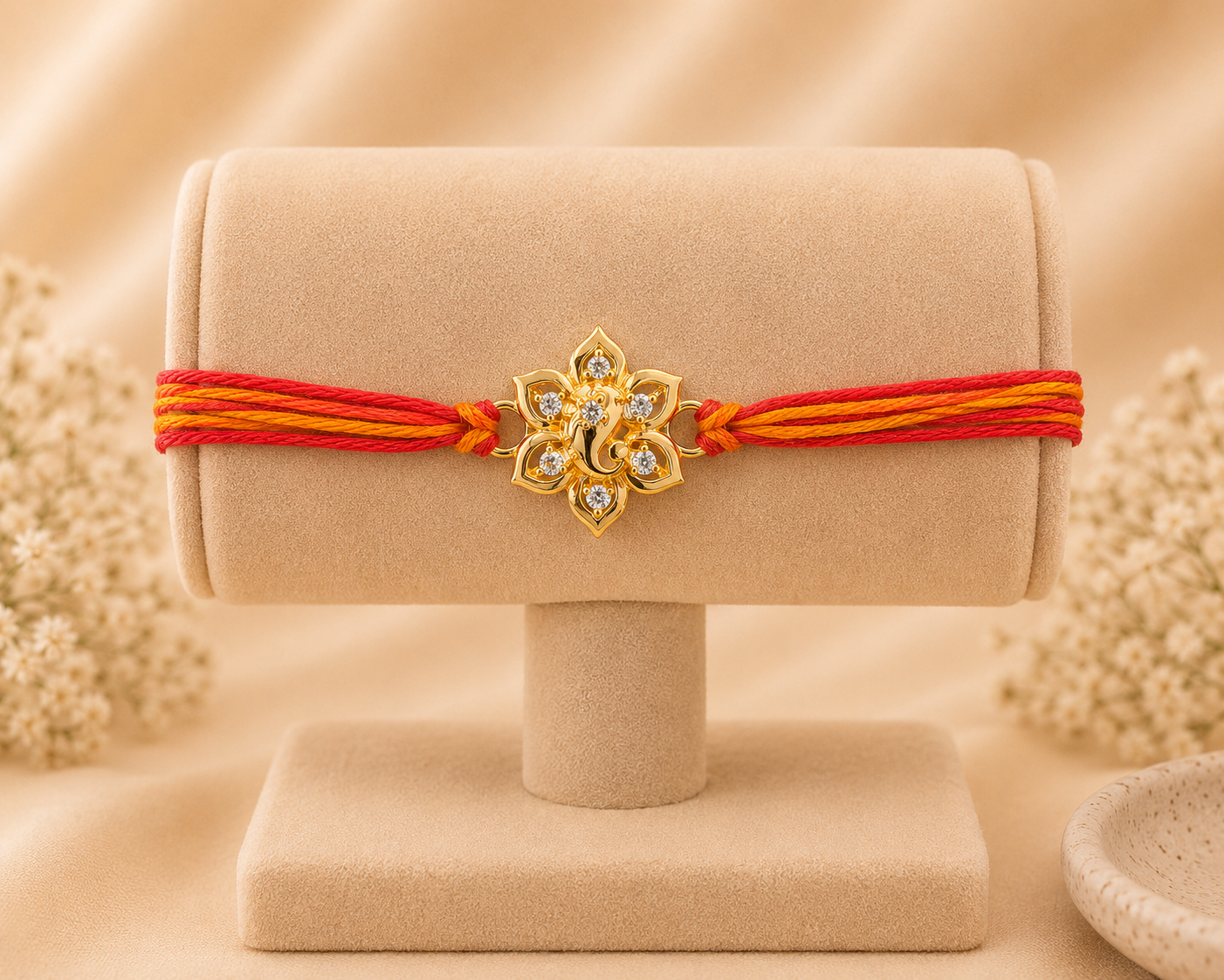 925 Silver Gold Polished Rakhi – Premium Traditional Rakhi for Brother (82)