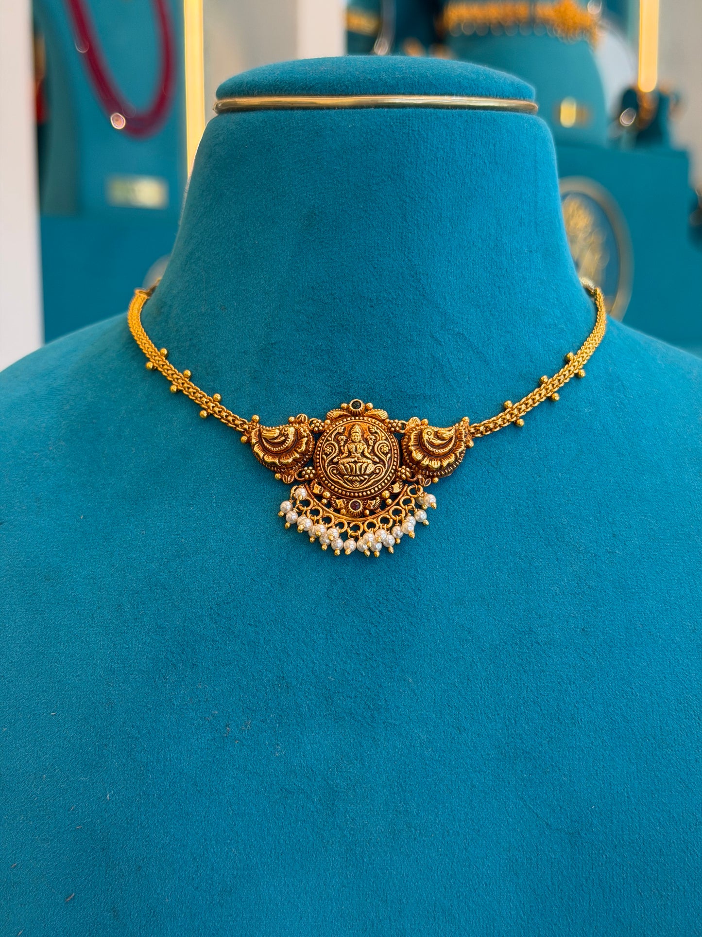 Short Necklace 92.5 Silver Gold Polish (9788)