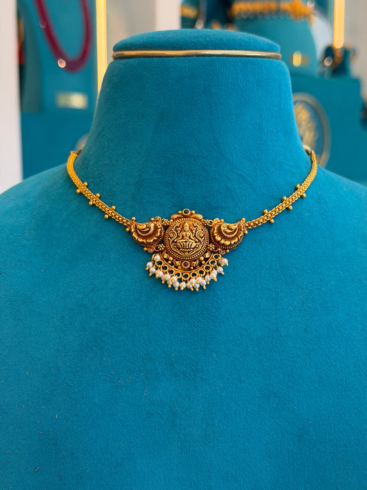 Short Necklace 92.5 Silver Gold Polish (9788)