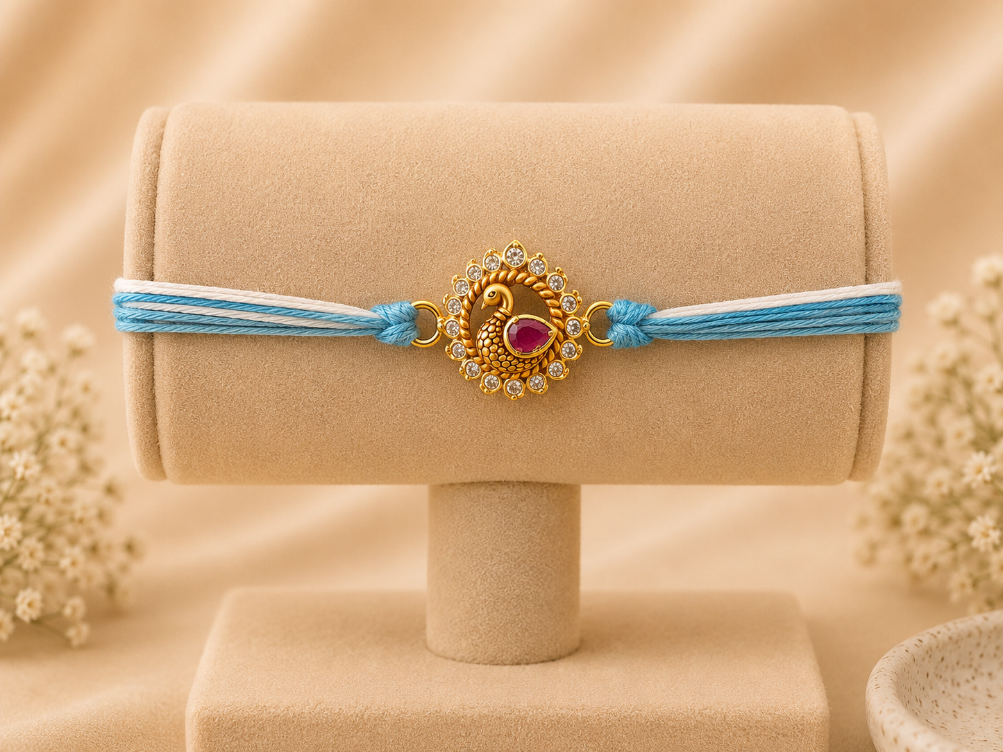 925 Silver Gold Polished Rakhi – Premium Traditional Rakhi for Brother (81)