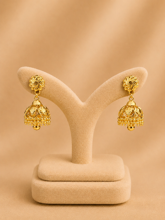 Silver Gold-Polished Jhumki Earrings – Petite