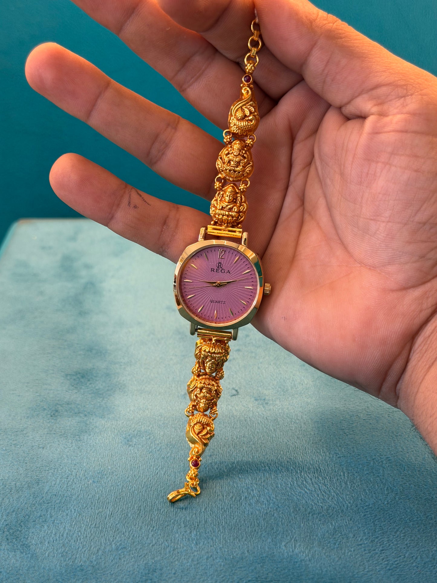 Gold Polished 925 Silver Antique Watch for Women (3744)
