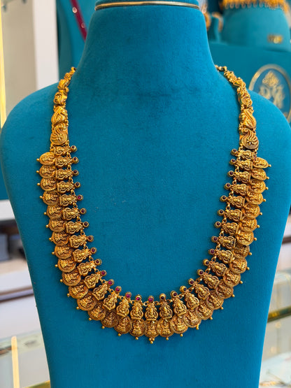 Long Kaas Necklace / Kaas Haram in 92.5 Silver Gold Polish (7134)