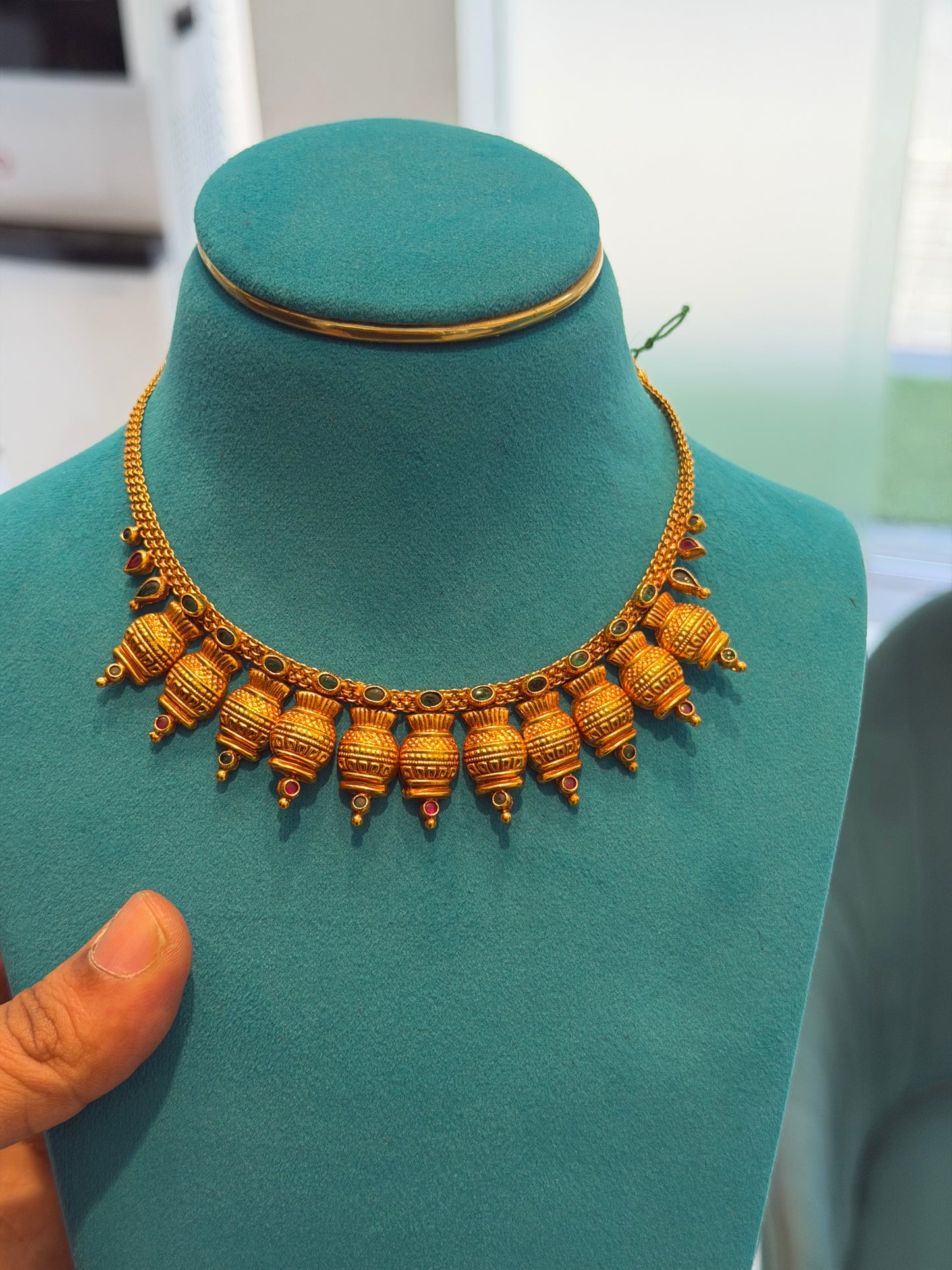 Short Necklace 92.5 Silver Gold Polish (9781)