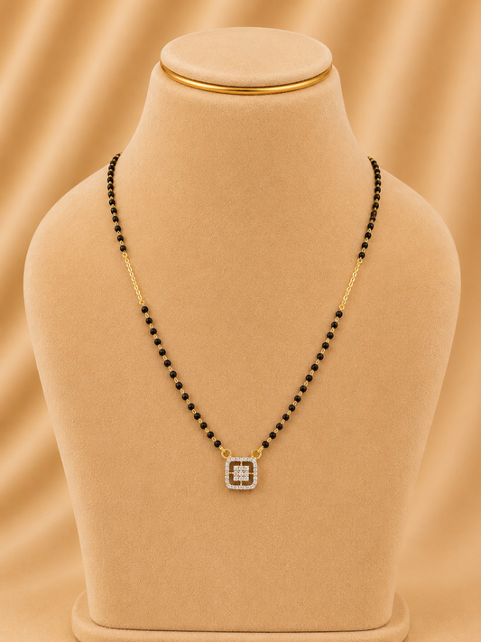 925 Sterling Silver Mangalsutra Fancy Chain for Women – Traditional Design, Gold Polished, BIS Hallmarked (4578)