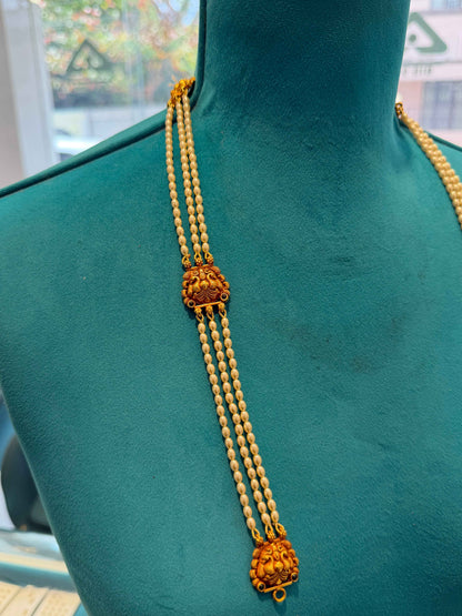 Beads Chain Without Pendant in 92.5 Silver Gold Polished (6740)