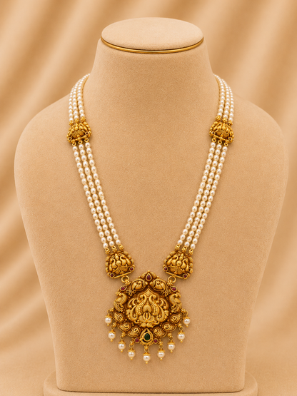 Beads Chain With Pendant in 92.5 Silver Gold Polished (6758)