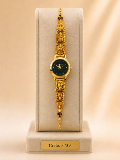 Gold Polished 925 Silver Antique Watch for Women (3739)
