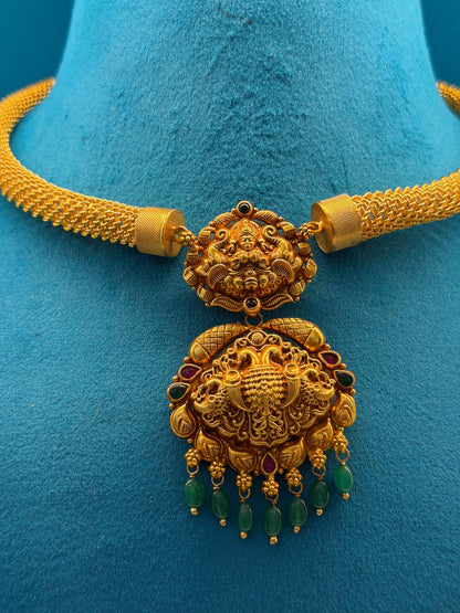 Short Necklace 92.5 Silver Gold Polish Fancy (9789)