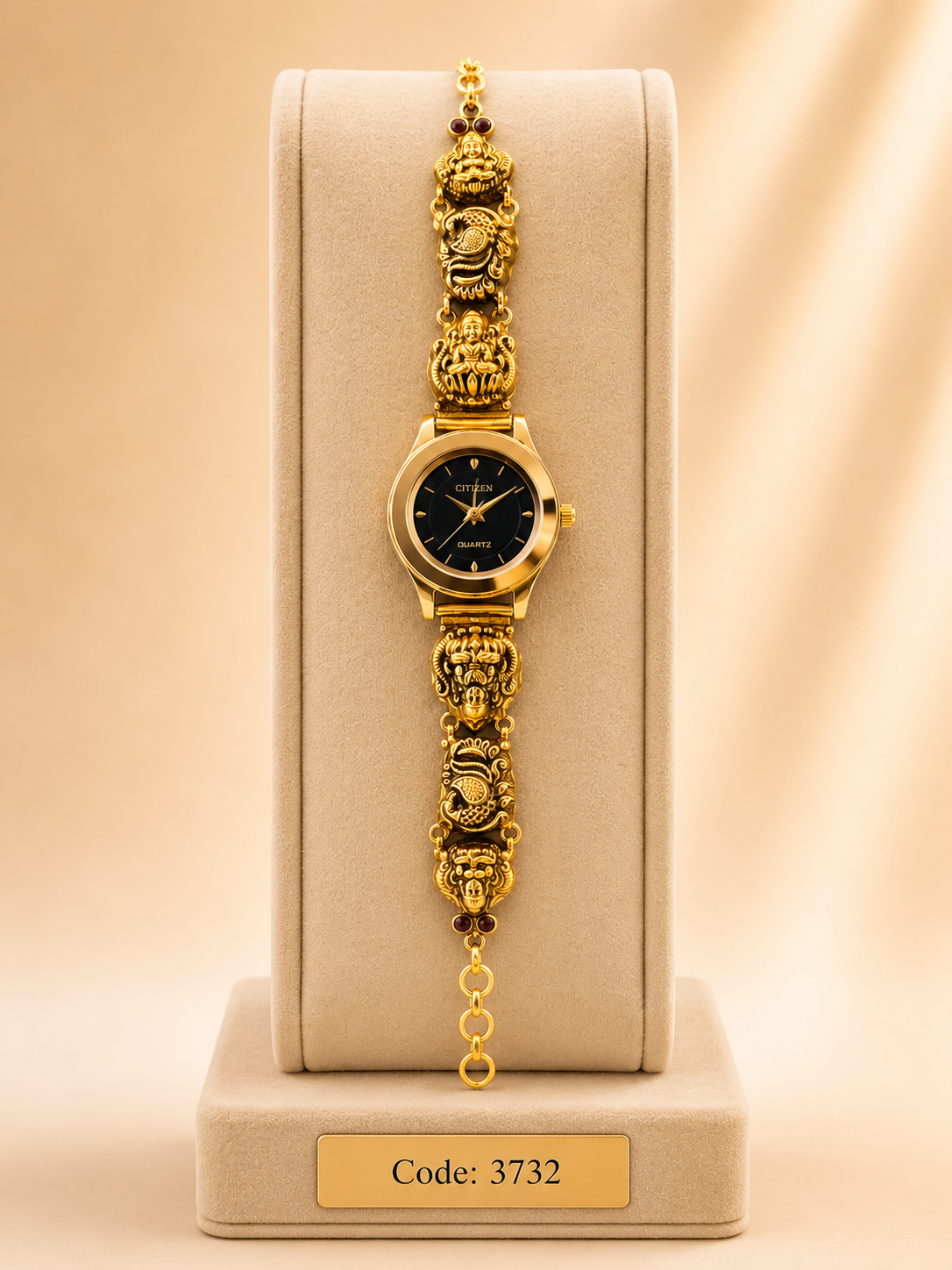 Gold Polished 925 Silver Antique Watch for Women (3732)