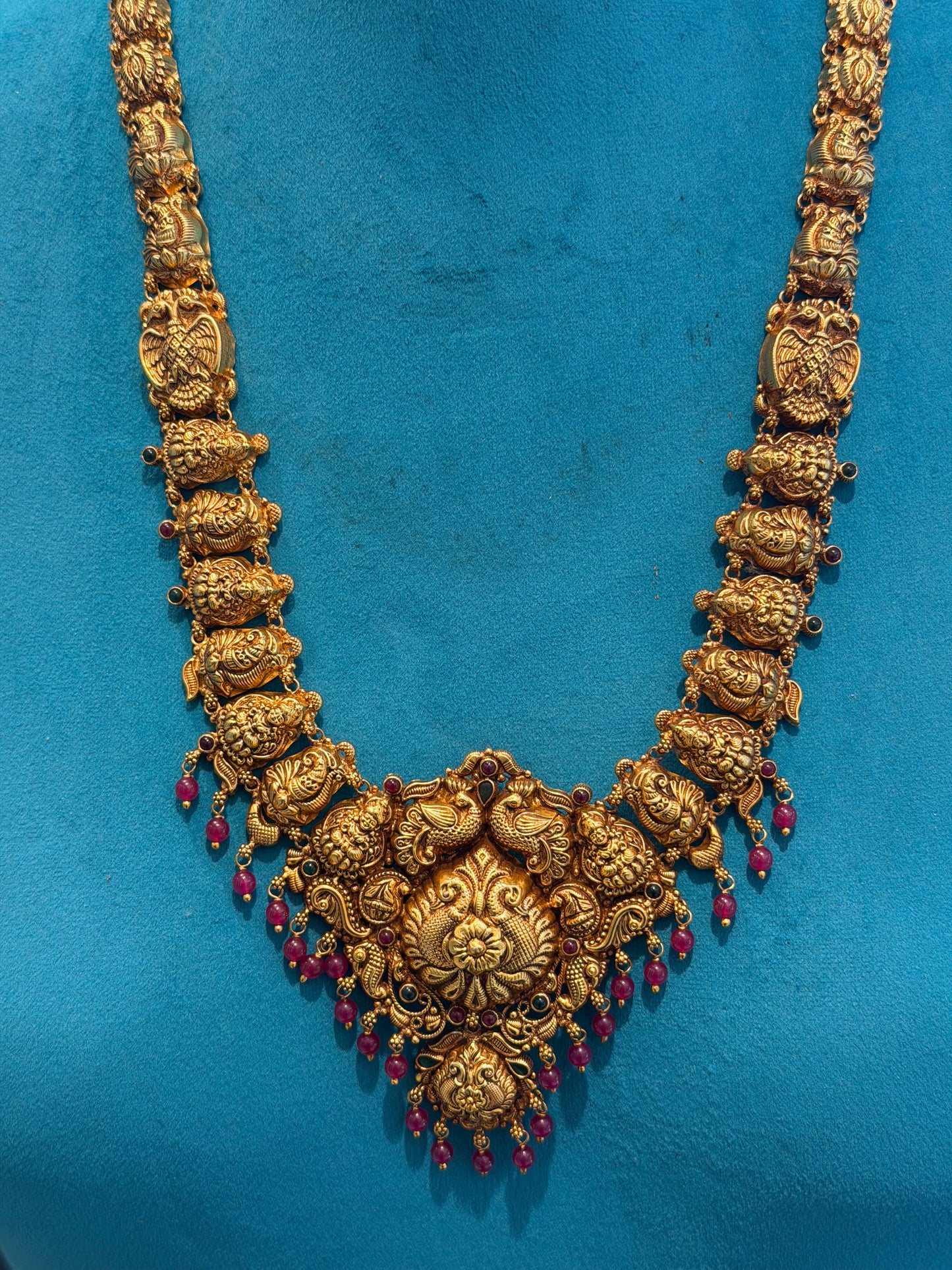 Long Necklace / Haram in 92.5 Silver Gold Polish (7124)