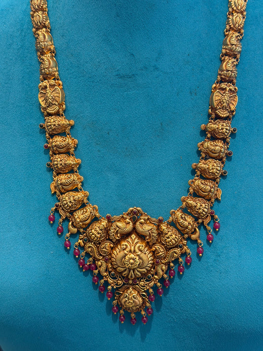 Long Necklace / Haram in 92.5 Silver Gold Polish (7124)
