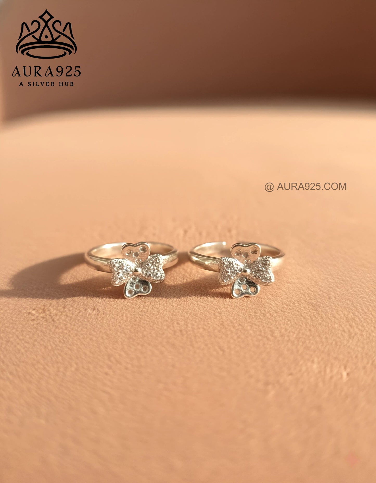 Sparkling Silver 925 Clover/Butterfly Toe Ring Pair SLTR-9929